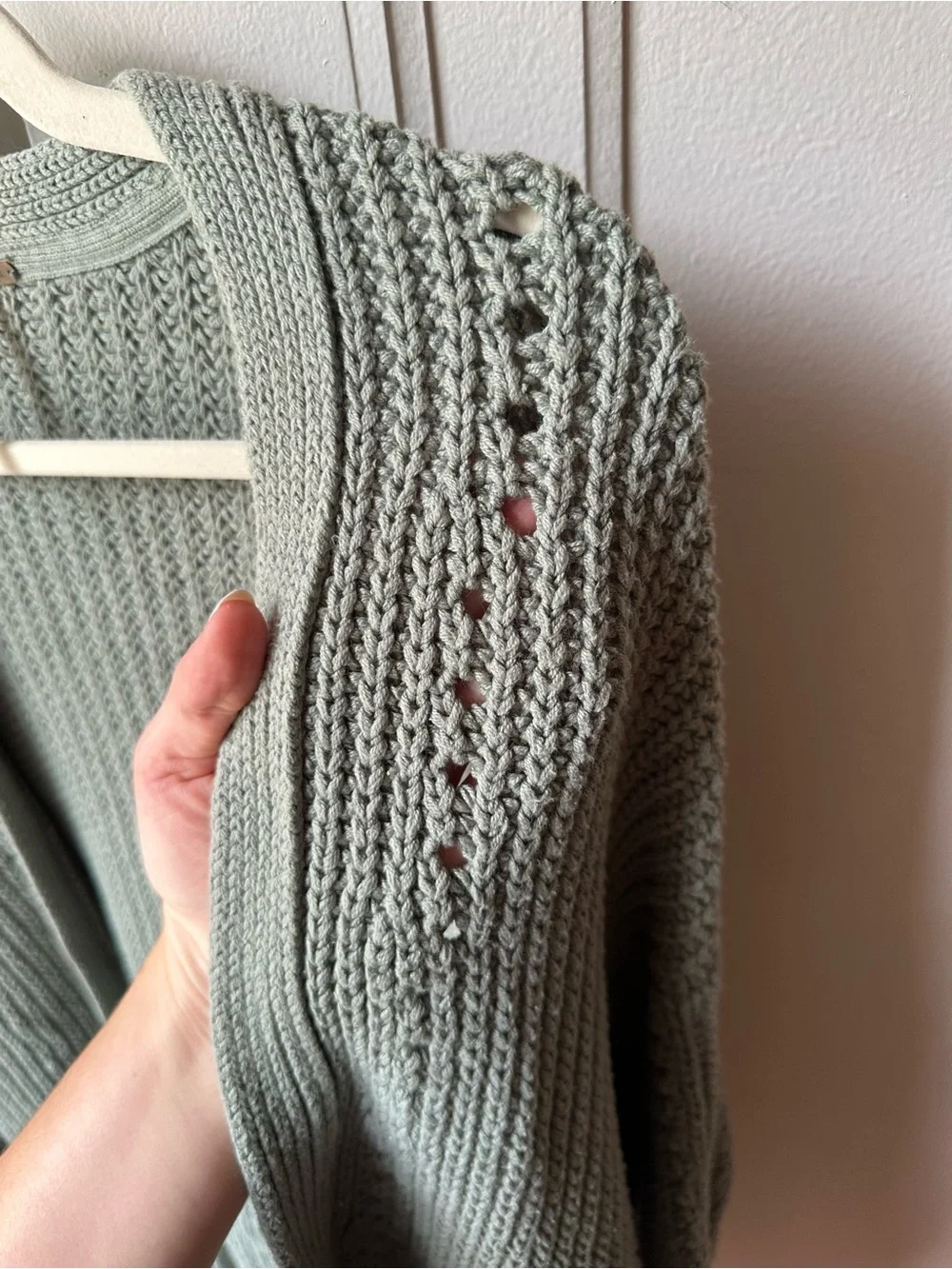 Free People Open-Front Chunky Knit Cardigan - Sage Green - Picture 5 of 7